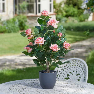 Marco Paul 60Cm Artificial Rose Plant Pink In Pot from B&Q