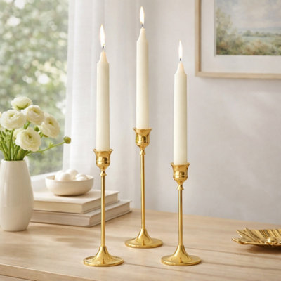 Marco Paul 3Pc Dinner Candle Holder SetGold from B&Q