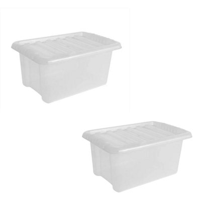 TML Marco Paul 2X 14L Plastic Storage Boxes With Lids from B&Q