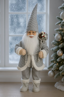 Marco Paul 85Cm Standing Santa Claus Christmas DecorationGrey from B&Q