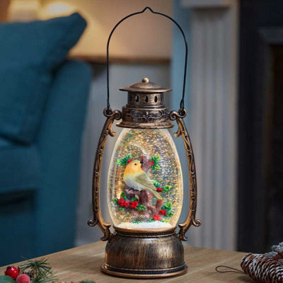 Marco Paul Led Christmas Snow Globe Lantern With Robin from B&Q