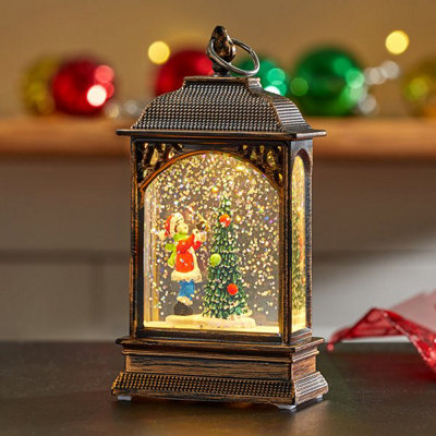 B&Q White Marco Paul Christmas Led Snow Globe Decoration - Tree Scene