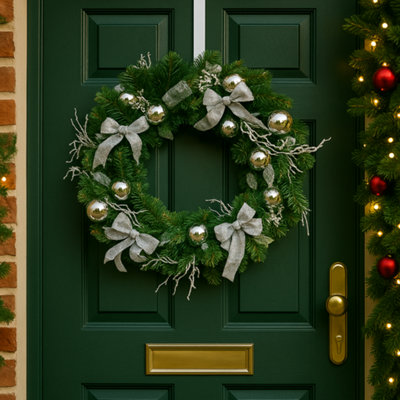 Marco Paul 50Cm Christmas Wreath With Silver Decorations from B&Q