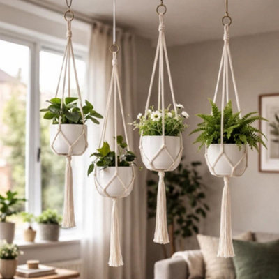 Marco Paul 4Pc Macrame Rope Plant Hanger Set from B&Q