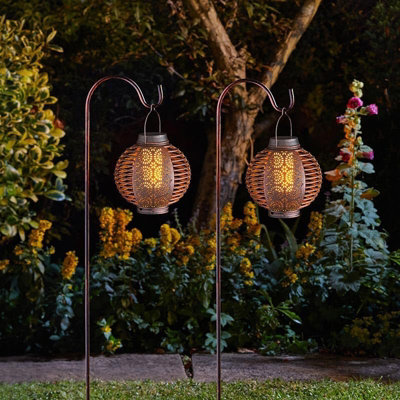 Marco Paul 2Pc Solar Powered Stake Lantern Lights Flame Effect For Garden from B&Q