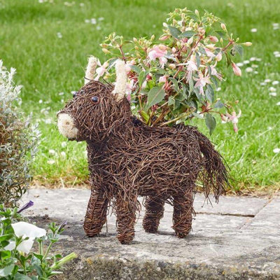 Marco Paul Animal Themed Highland Cow Flower Planters Novelty Rattan Straw Plant Pot from B&Q