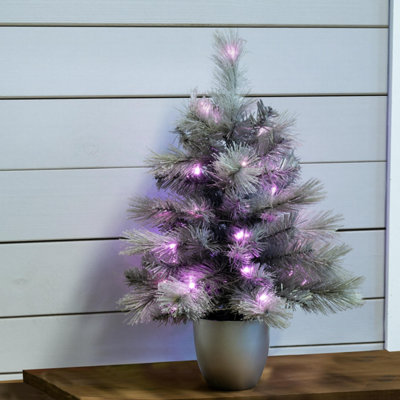 B&Q -  The Pre-Lit Potted 2Ft/60Cm Silver Majestic Pine TreePink Leds