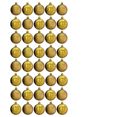 B&Q -  6Cm Gold Bauble Set Shiny/matt (40 Pc)