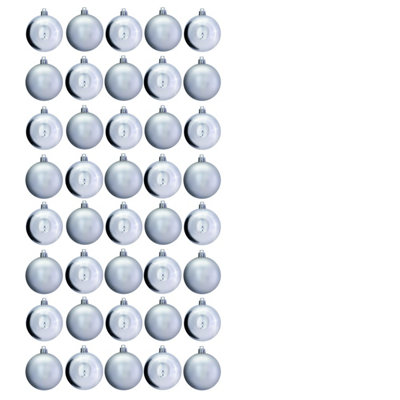 B&Q -  6Cm Silver Bauble Set Shiny/matt (40 Pc)