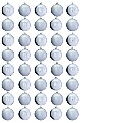 B&Q -  10Cm Silver Bauble Set Shiny/matt (40 Pc)