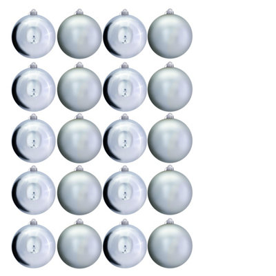 B&Q -  15Cm Silver Bauble Set Shiny/matt (20 Pc)