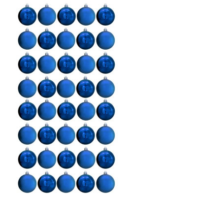 B&Q -  6Cm Blue Bauble Set Shiny/matt (40 Pc)