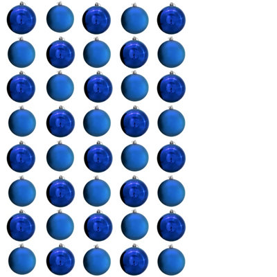B&Q -  10Cm Blue Bauble Set Shiny/matt (40 Pc)