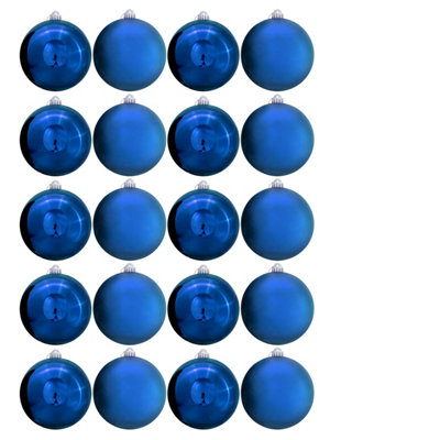B&Q -  15Cm Blue Bauble Set Shiny/matt (20 Pc)