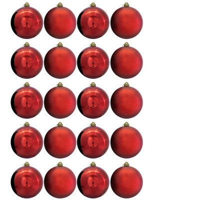 B&Q -  15Cm Red Bauble Set Shiny/matt (20 Pc)