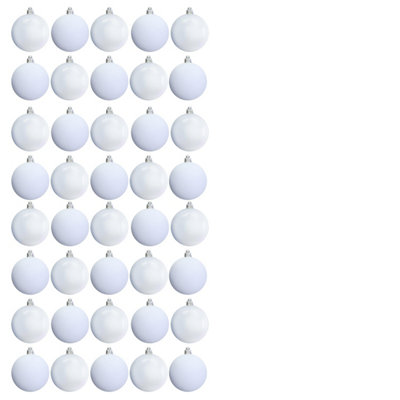 B&Q -  6Cm White Bauble Set Shiny/matt (40 Pc)