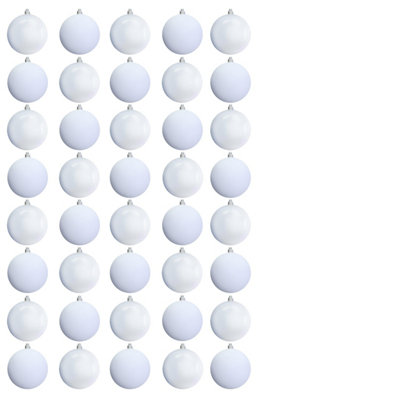 B&Q -  10Cm White Bauble Set Shiny/matt (40 Pc)