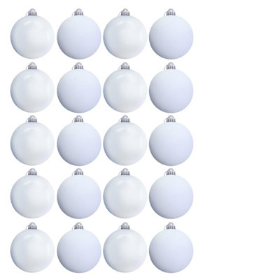 B&Q -  15Cm White Bauble Set Shiny/matt (20 Pc)