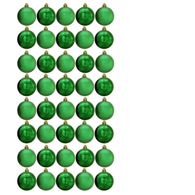 B&Q -  6Cm Green Bauble Set Shiny/matt (40 Pc)