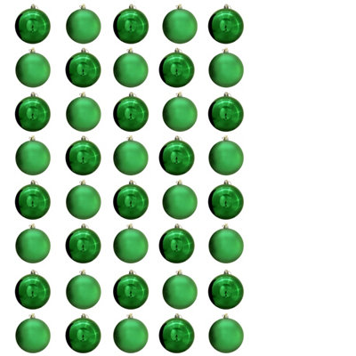 B&Q -  8Cm Green Bauble Set Shiny/matt (40 Pc)