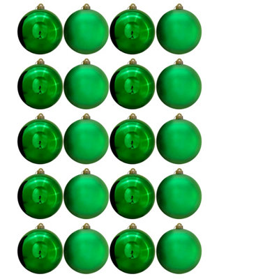 B&Q -  15Cm Green Bauble Set Shiny/matt (20 Pc)