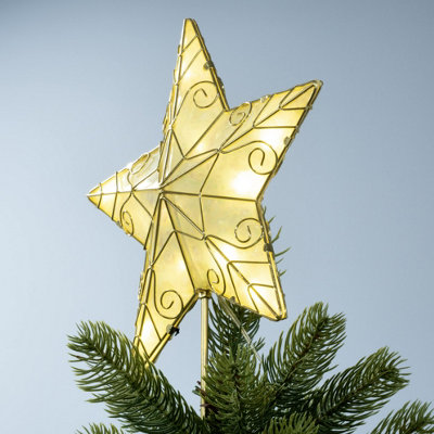 Christmas Tree World Warm White Pre-Lit 22Cm Star Tree TopperCapiz Shell Effect from B&Q
