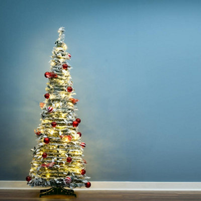 Christmas Tree World Pre-Lit & Decorated Flocked Pop-Up Tree - White / 5Ft - Image 3
