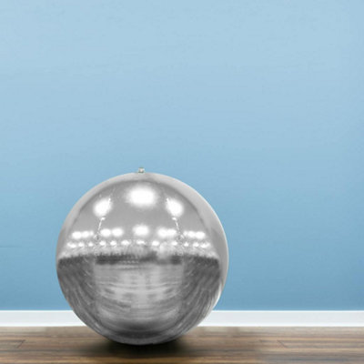 Christmas Tree World Metallic Silver Inflatable Mirror Ball - Silver / 80Cm - Image 3