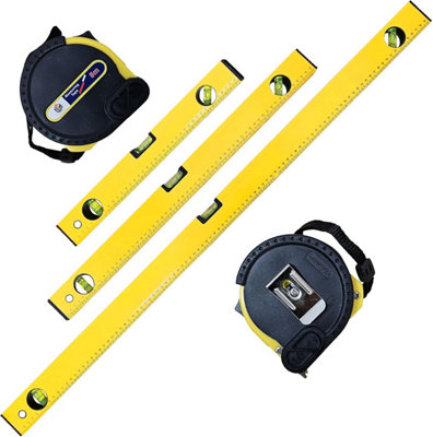 B&Q -  Spirit Level 3Pcs Set + 5M Measuring Tape Professional 1000mm 600mm 400mm Spirit Levels