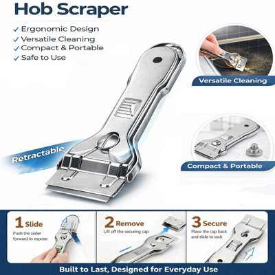 ATEK Oven Glass & Hob Scraper Cleaning Tool Multi-Purpose Non-Scratch Cleaner For Cleaning GreasePaintLabelsStickersLimescales
