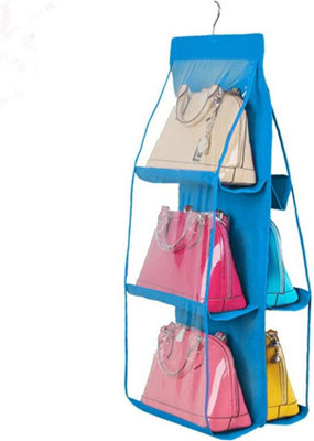 B&Q -  6-Pocket Handbag Hanging Closet OrganizerNonwoven Wardrobe Storage Divider For PursesBagsAccessoriesAnd Small Items