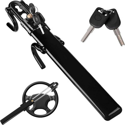 B&Q -  Car Steering Wheel Lock Universal Car Security Device Adjustable Length Suv Van Wheel Lock Vehicle Protection
