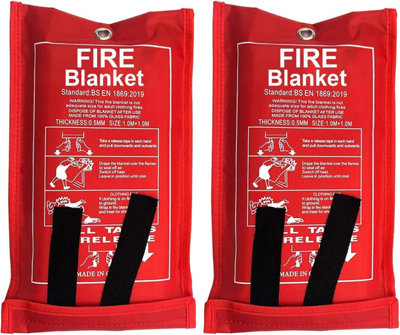 ATEK Emergency Fire Blanket 3 Pack Large 1M X 1M Wall Mountable Fiberglass Suppression Blankets For Kitchen Home Office Garage Caravan from B&Q