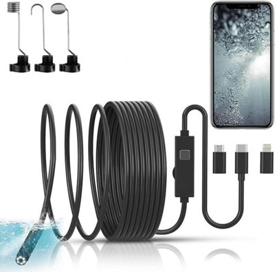 ATEK Endoscope Inspection Camera1920 Hd Inspection Camera With 8 Led LightsNo Wifi RequiredIp67 Waterproof Drain & Sink Pipe Bore from B&Q