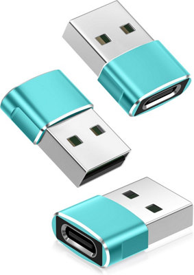 B&Q -  Pack Of 3 Usb 3.1 Type C Female To Usb A Male Adapter 5Gbps High Speed Data Sync Fast Charging Converter Plug For Laptop Pc Green