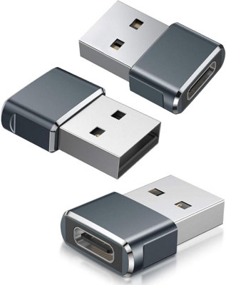 B&Q -  Pack Of 3 Usb 3.1 Type C Female To Usb A Male Adapter 5Gbps High Speed Data Sync And Fast Charging Converter Plug For Laptop Pc