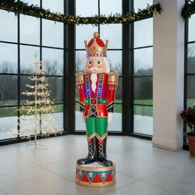 B&Q Light Up Nutcracker On Drum 3Ft