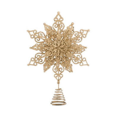 Gold Shimmer Snowflake Tree Topper from B&Q