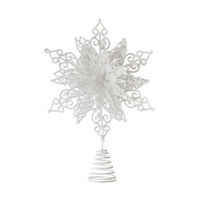 White Shimmer Snowflake Tree Topper from B&Q