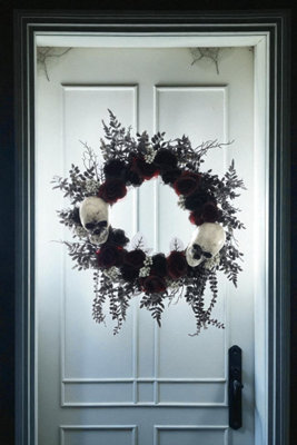 Large Halloween Skull And Roses Wreath from B&Q