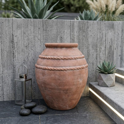  - Antique Terracotta Rope Garden Pot