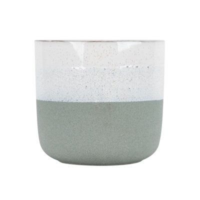 Green Speckled Tri-Tone Stoneware Indoor Plant Pot (H22.5 X W24.5Cm) from B&Q