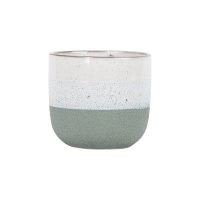 Green Speckled Tri-Tone Stoneware Indoor Plant Pot (H20 X W22Cm) from B&Q