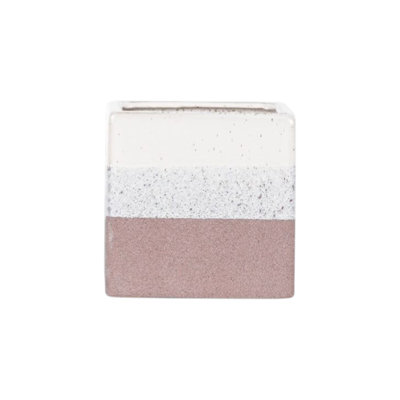 Pink Speckled Tri-Tone Stoneware Cube Plant Pot (H12.5 X W12.5Cm) from B&Q