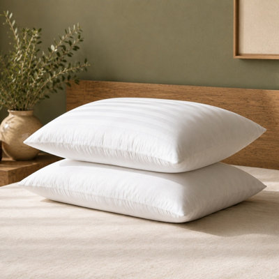 Opulent Home Microfibre White Striped Medium-Firm Pillow 2 Pack - Image 5