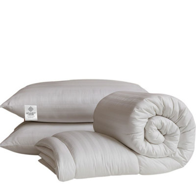Opulent Home 1.5 Tog Summer Duvet & Pillow Set Striped Microfibre Lightweight from B&Q