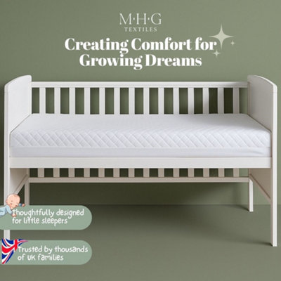 Mhg Textiles Baby Cot Mattress With Washable Zipped CoverWaterproof & Hypoallergenic120X60X15Cm from B&Q