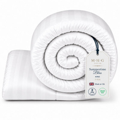 MHG Living 3 Tog Summer DuvetLightweight Striped Microfibre DuvetBreathable & Hypoallergenic