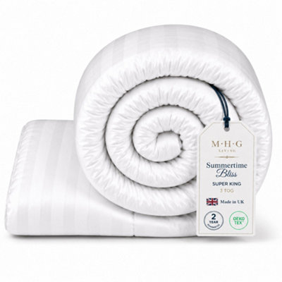 Mhg Living Tog Summer Duvet - Lightweight Striped Microfibre Duvet, Breathable & Hypoallergenic Size 3 B&Q