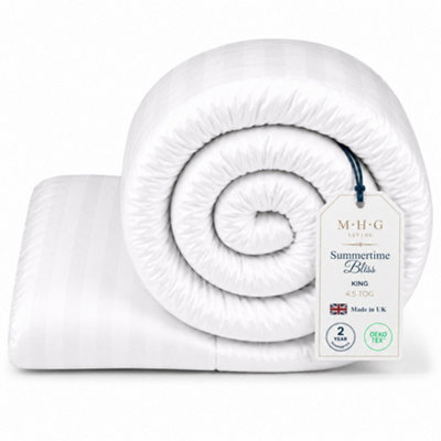 B&Q -  4.5 Tog Summer DuvetLightweight Striped Microfibre DuvetBreathable & HypoallergenicKing